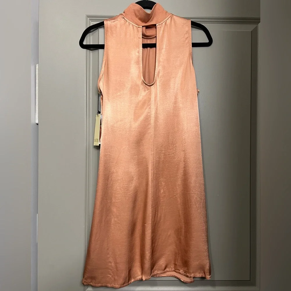 NWT NATION LTD Jett Mock Neck Satin Dress in Bisou - Size Small - Picture 7 of 8
